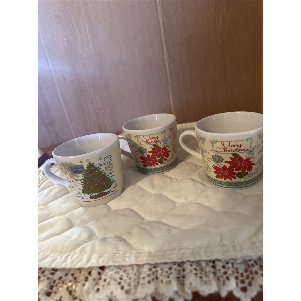 Royal Norfolk Christmas Poinsettia Coffee Mug‎ and Christmas Tree Mug